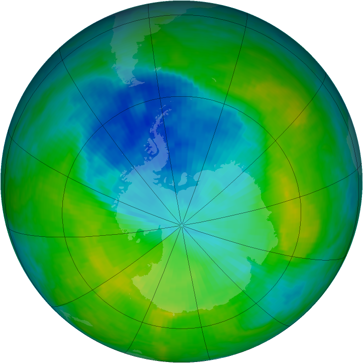 Antarctic ozone map for 04 December 1987